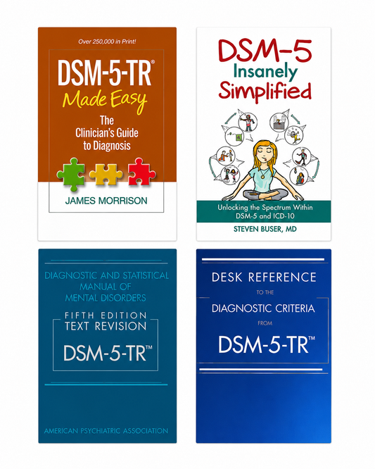 DSM-5-TR Four-Book Study Set, Paperback, Made Easy, Simplified and Desk Reference